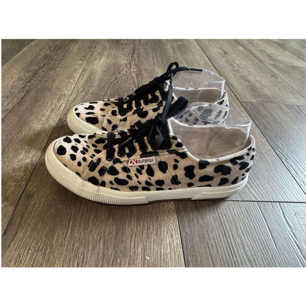Superga Womens Velvet Animal Print Cheetah Print Sneakers Size 39/‎ US 8